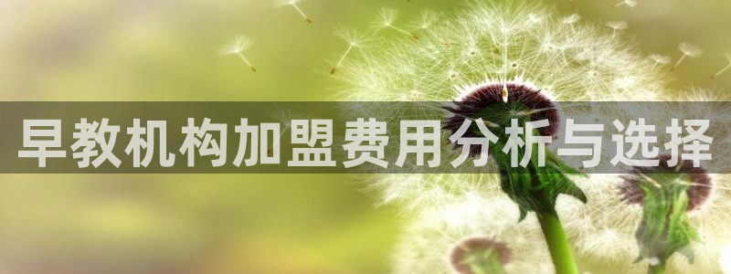 恒行2冯74OOO5：早教机构加盟费用分析与选择